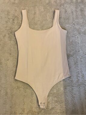 Abercrombie & Fitch Cream Scoop Neck One-Piece Bodysuit